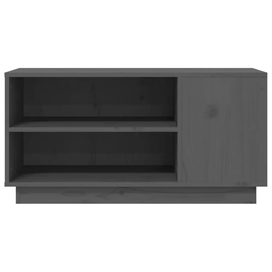 Meuble TV Gris 80x35x40,5 cm Bois de pin massif - 5