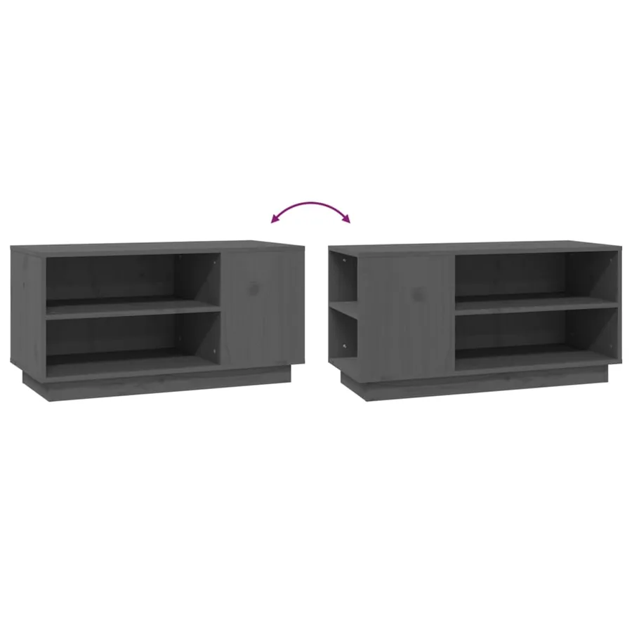 Meuble TV Gris 80x35x40,5 cm Bois de pin massif - 7