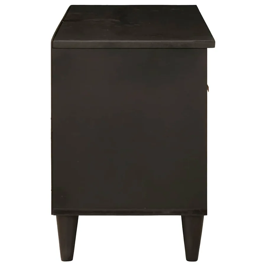Meuble TV Noir et or 80 x 33 x 46 cm Bois d'ingénierie - 4