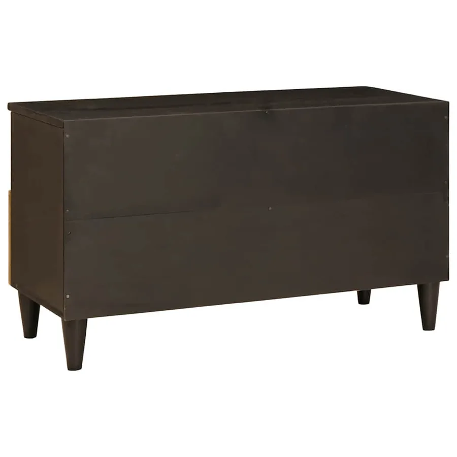 Meuble TV Noir et or 80 x 33 x 46 cm Bois d'ingénierie - 5