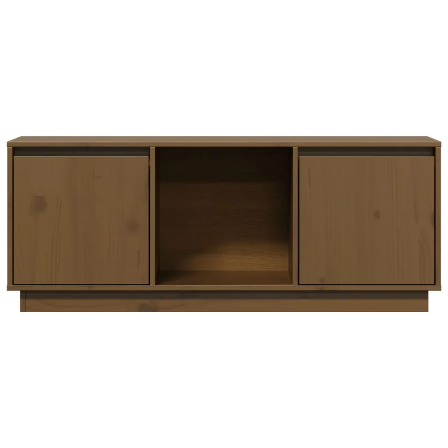 Meuble TV Marron miel 110,5x35x44 cm Bois de pin massif - 5