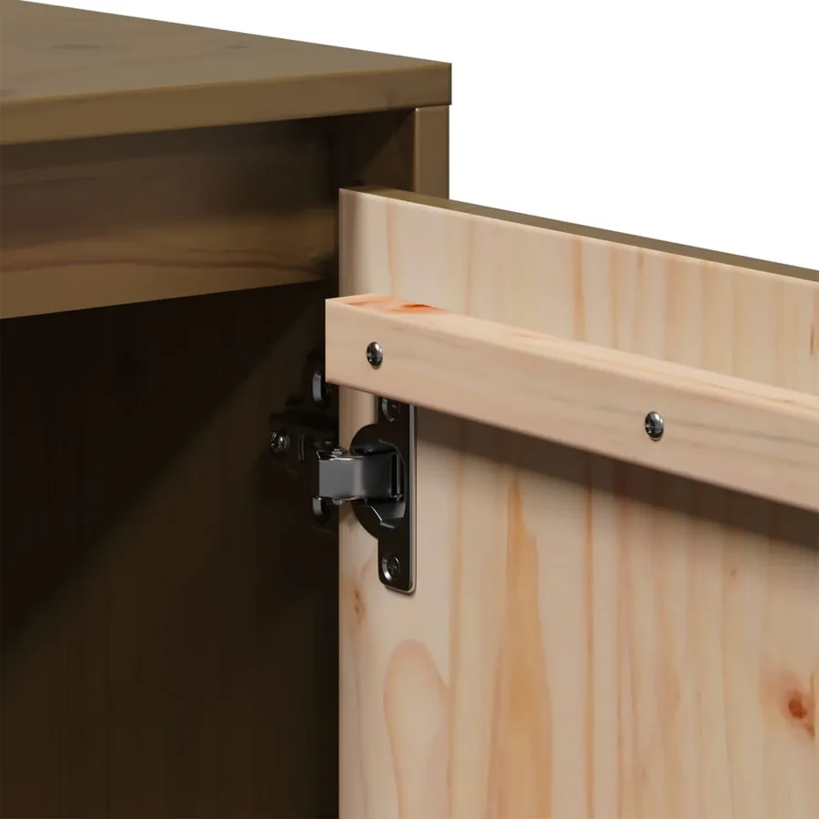 Meuble TV Marron miel 110,5x35x44 cm Bois de pin massif - 9
