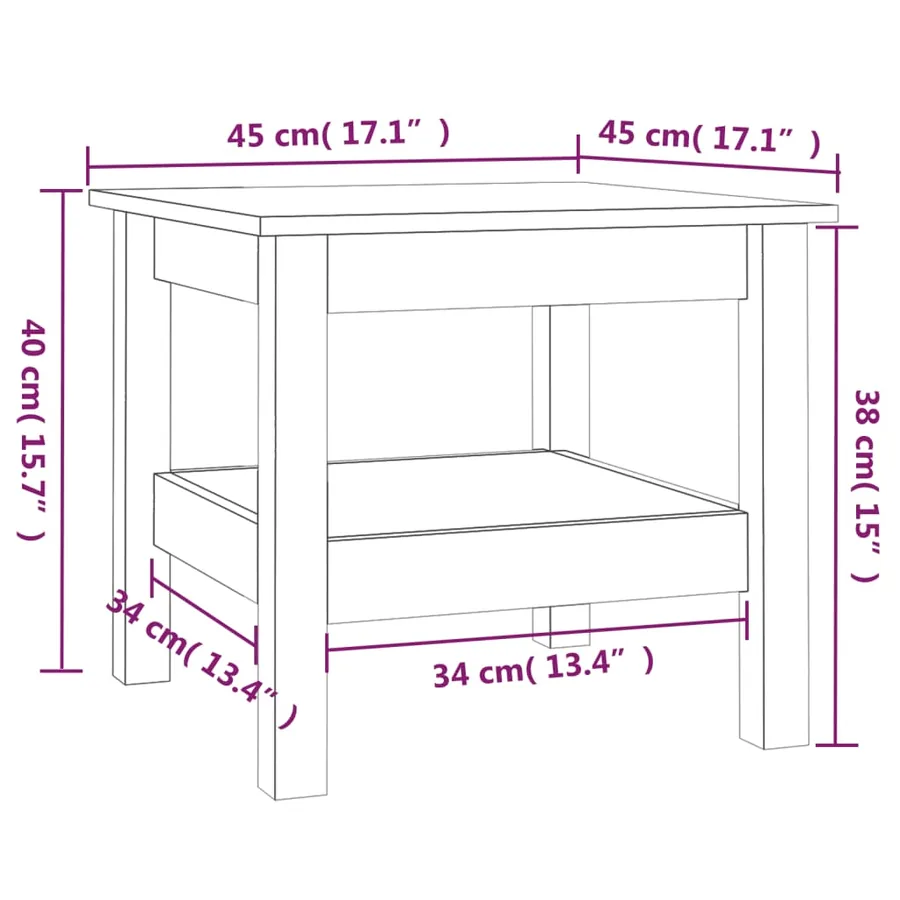 Table basse 45x45x40 cm en bois de pin massif - 7