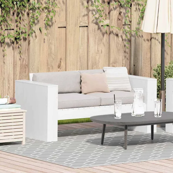 Canapé de jardin Blanc 134 x 60 x 62 cm Bois de pin massif