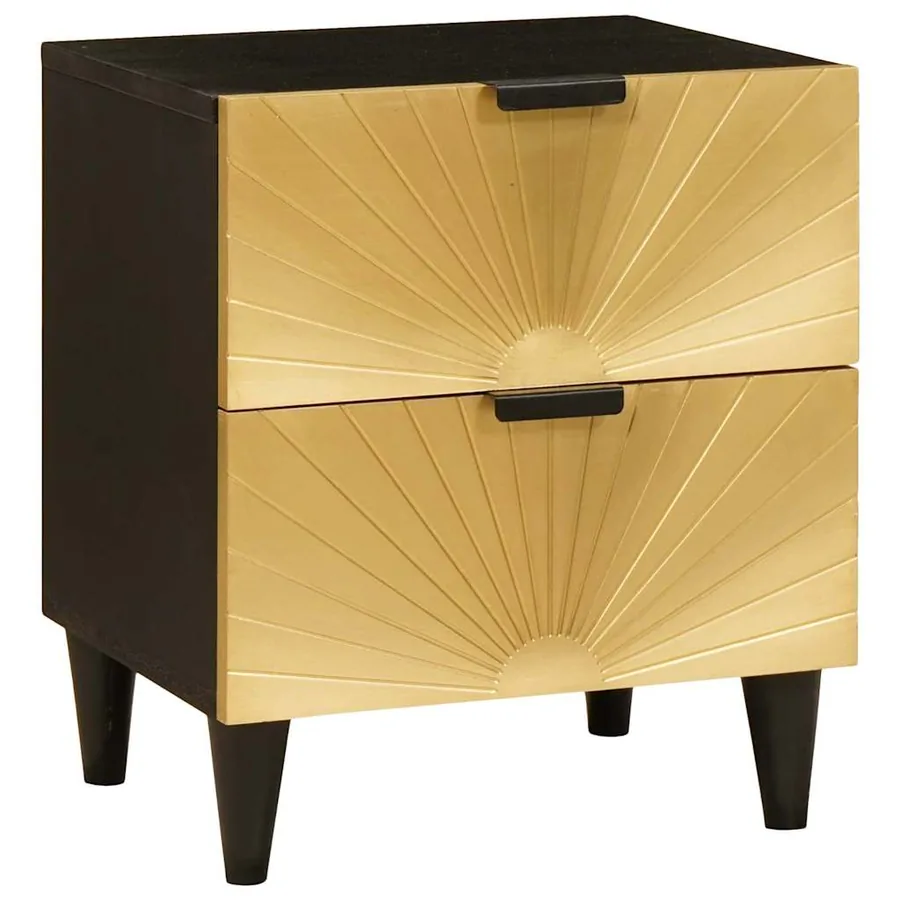 Table de chevet Noir et or 40 x 33 x 46 cm Bois d'ingénierie