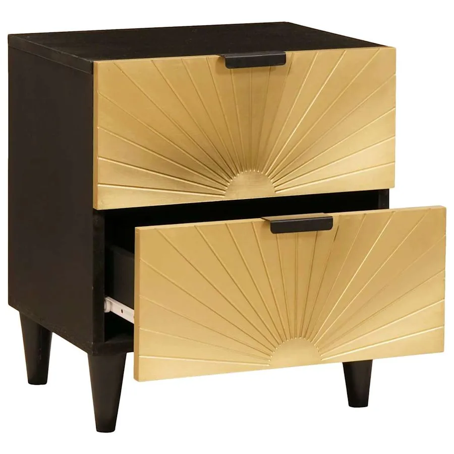 Table de chevet Noir et or 40 x 33 x 46 cm Bois d'ingénierie - 2