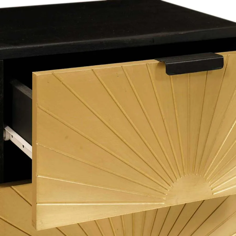 Table de chevet Noir et or 40 x 33 x 46 cm Bois d'ingénierie - 7