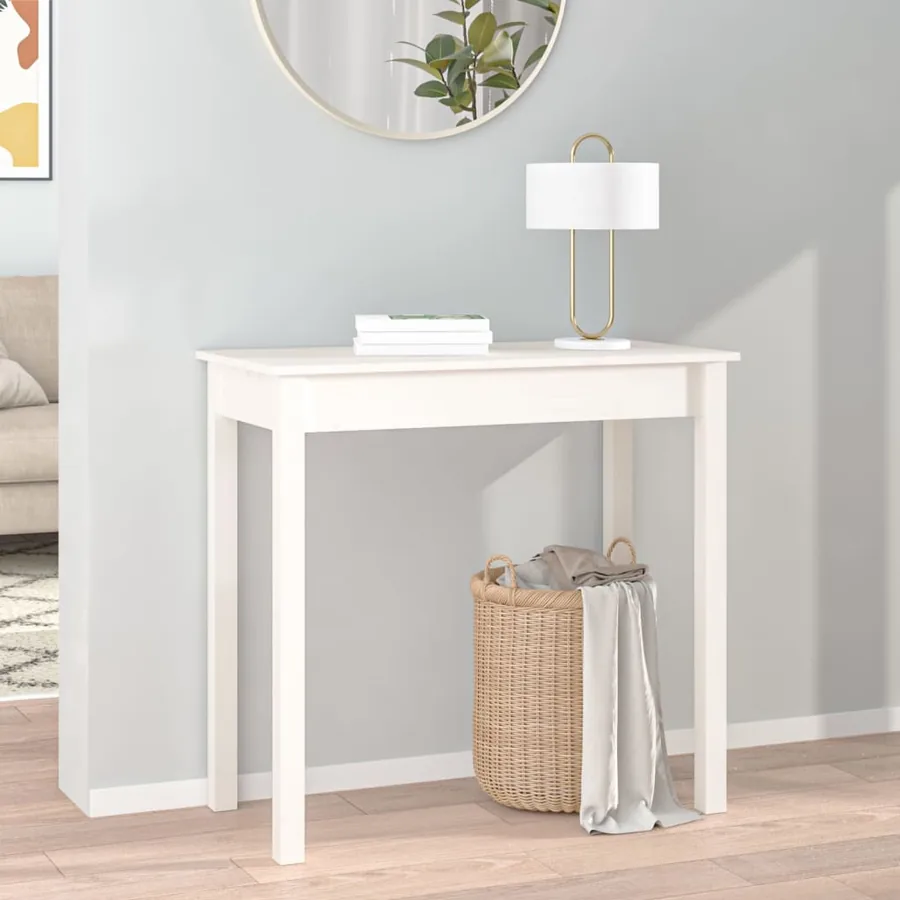 Table console Blanc 80x40x75 cm Bois massif de pin - 3