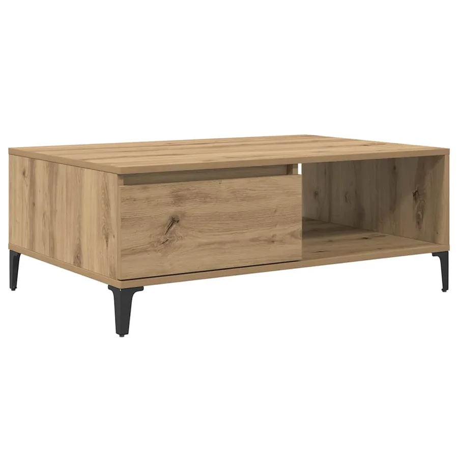 Table basse chêne artisanal 90 x 60 x 35 cm Bois d'ingénierie - 2