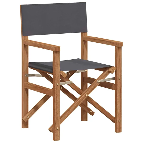 Chaise de directeur Gris Bois de teck massif