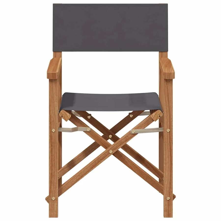 Chaise de directeur Gris Bois de teck massif - 2
