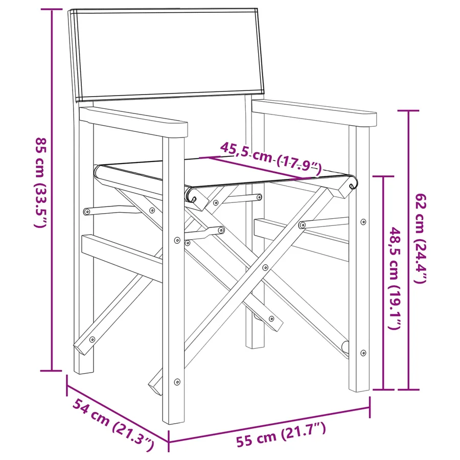 Chaise de directeur Gris Bois de teck massif - 8