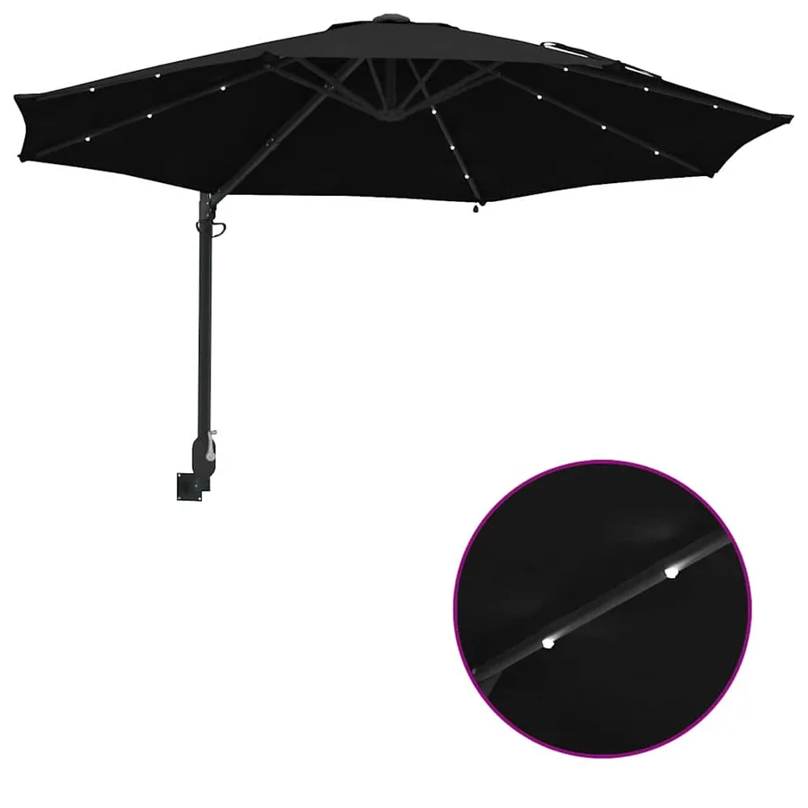 Parasol de jardin Noir 248 x 248 x 148 cm Polyester et Acier - 10