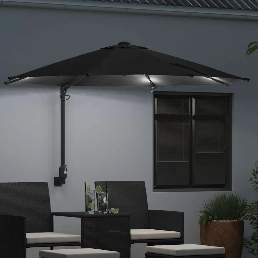 Parasol de jardin Noir 248 x 248 x 148 cm Polyester et Acier - 3
