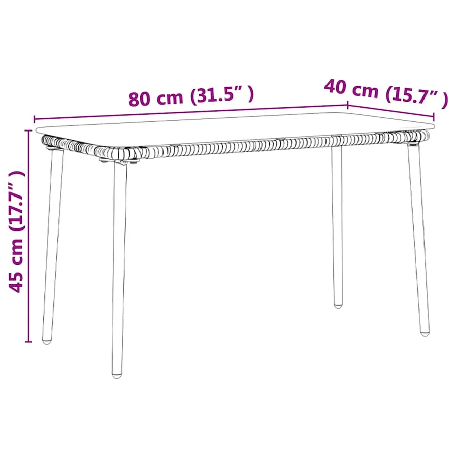 Table de Jardin Naturel 80 x 40 x 45 cm polyrotin - 10