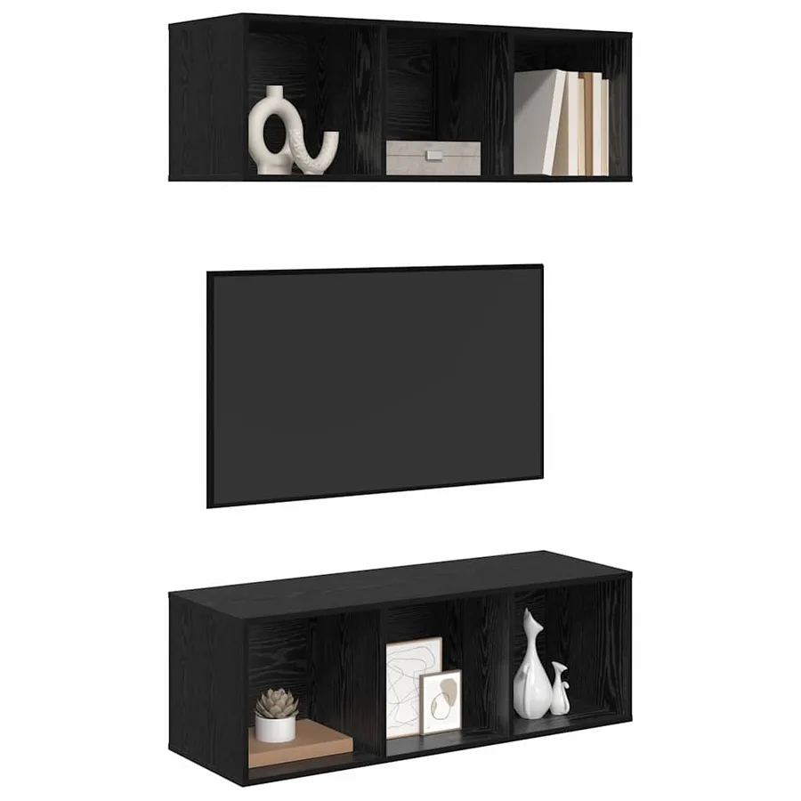 Ensemble meuble TV 2 pcs Chêne noir 37 x 37 x 107 cm - 3