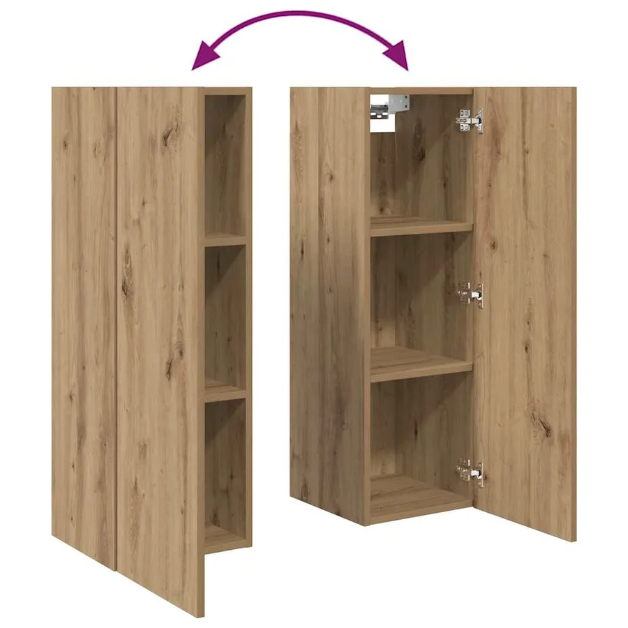 Meuble TV mural 4 pcs Chêne artisanal Bois d'ingénierie - 14