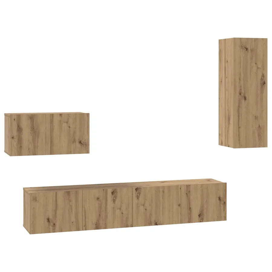 Meuble TV mural 4 pcs Chêne artisanal Bois d'ingénierie - 2