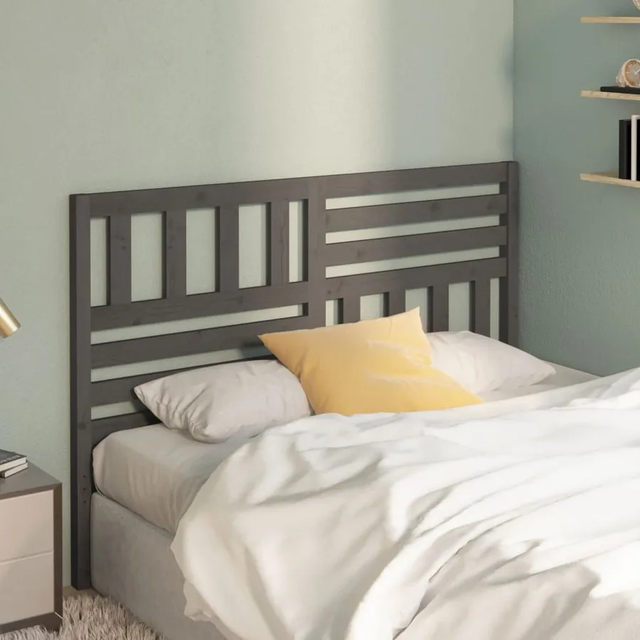Tête de lit Gris 126x4x100 cm Bois massif de pin - 3
