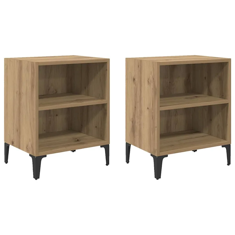 Cabinet de chevet 2 pc Chêne artisanal 40 x 30 x 50 cm - 2