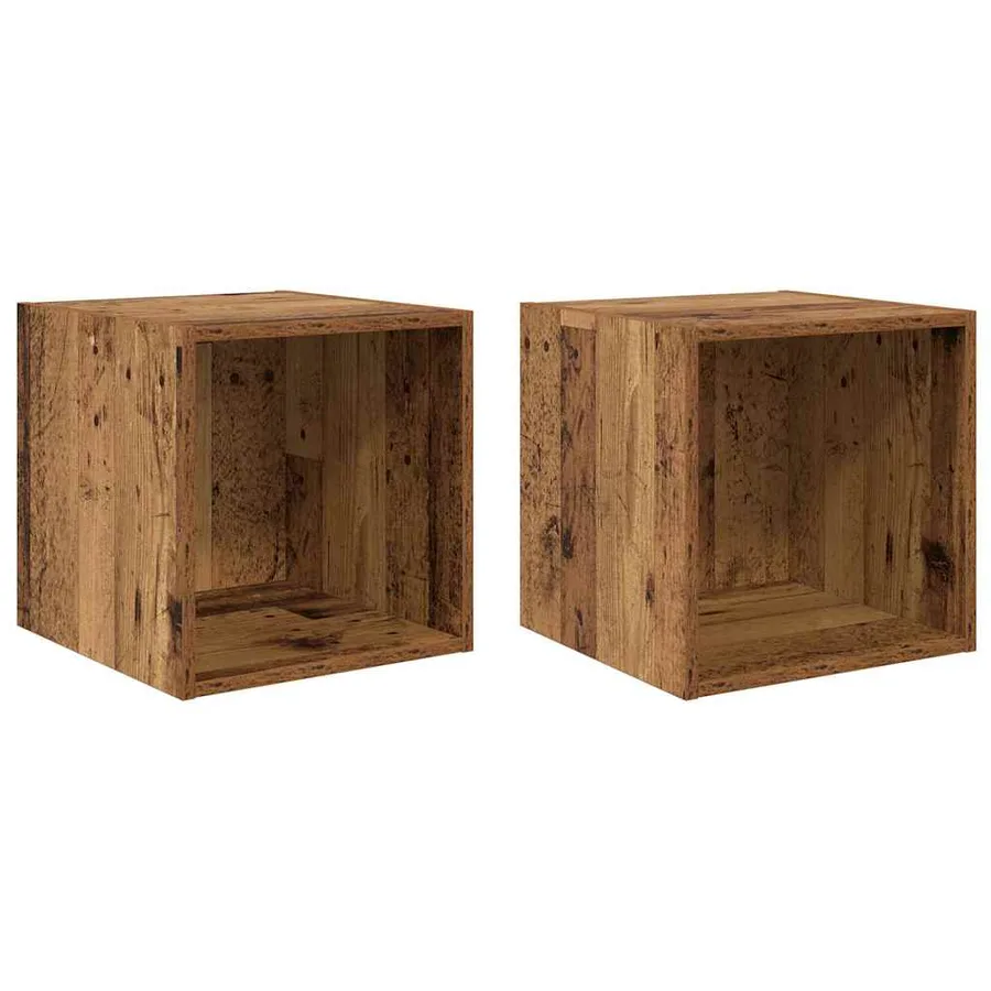 Meuble mural avec étagère 2 pcs Bois ancien 37 x 37 x 37 cm - 2