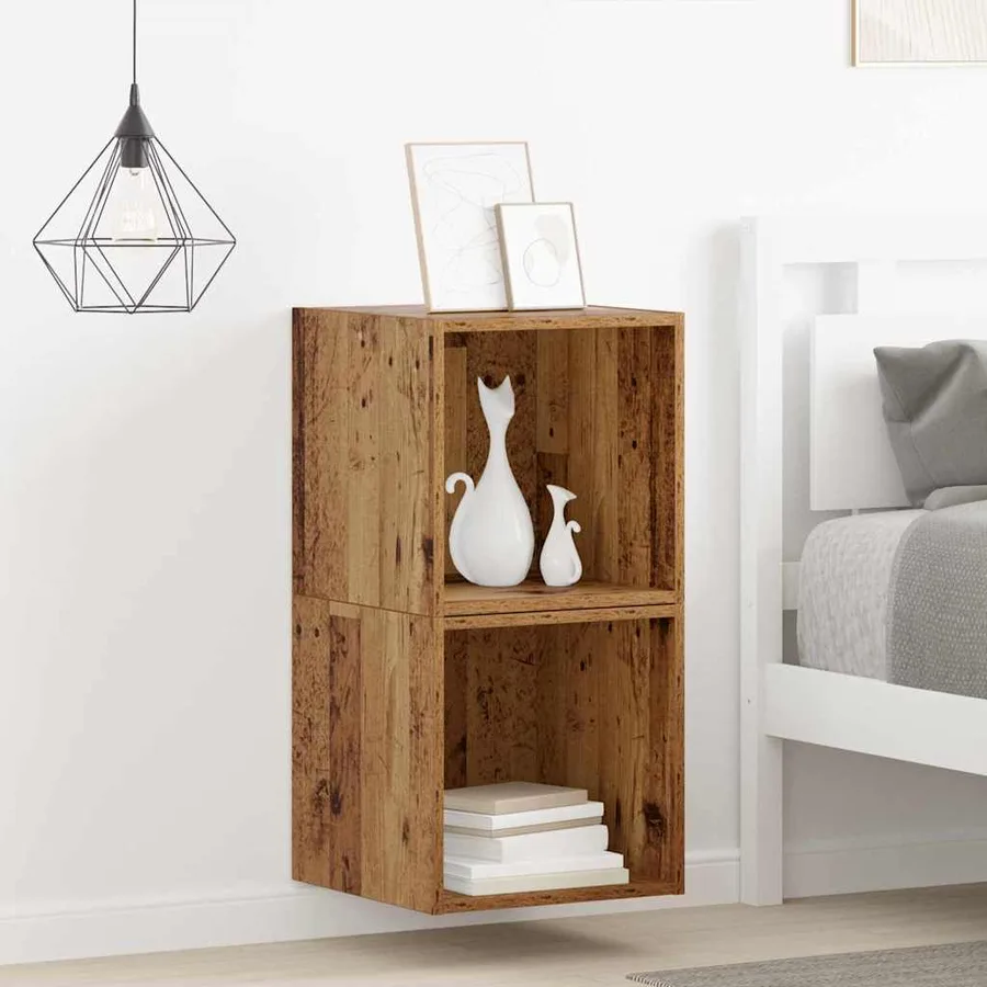 Meuble mural avec étagère 2 pcs Bois ancien 37 x 37 x 37 cm - 4