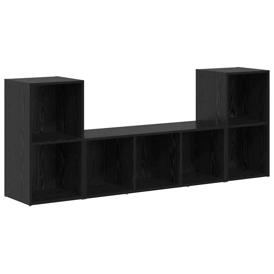 Ensemble meuble TV Montage mural 3 pcs Noir Bois d'ingénierie - 2
