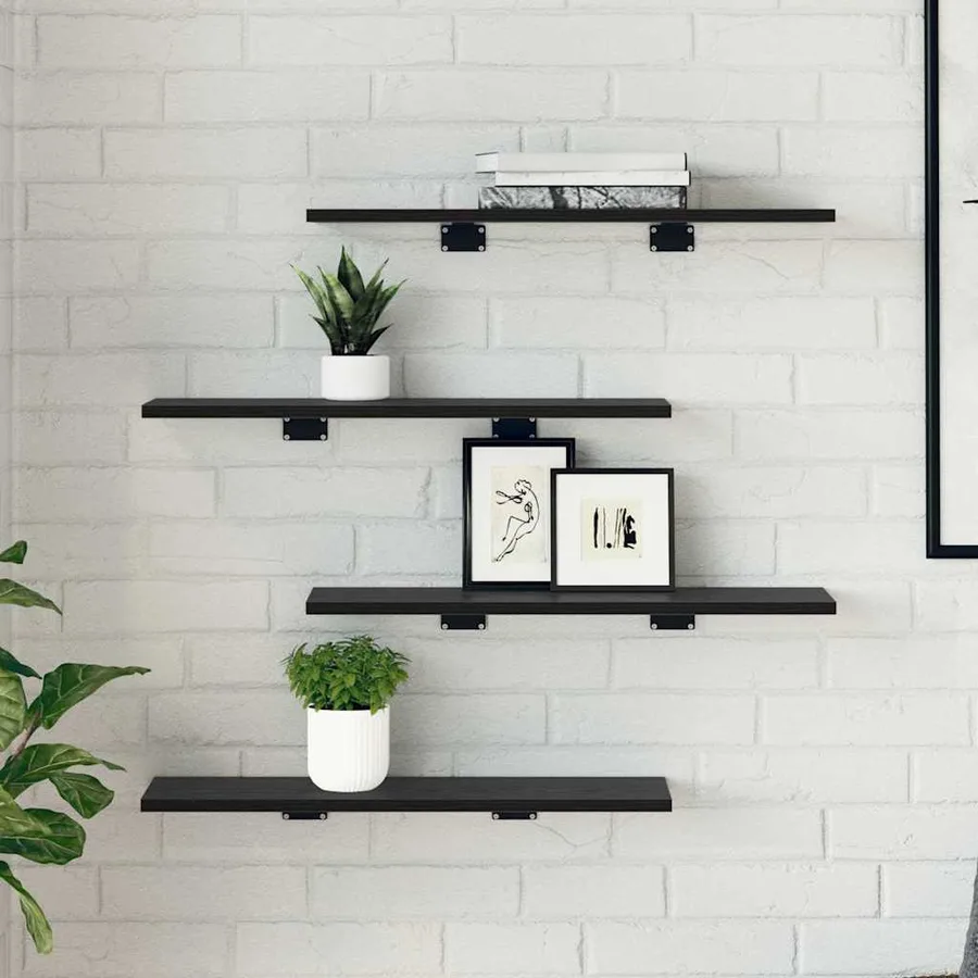 Étagère à livres 4 pcs Noir 60 x 20 x 1,5 cm Bois d'ingénierie - 3