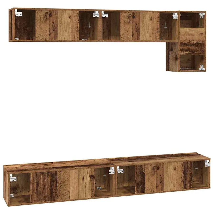 Ensemble meuble TV 5 pcs Bois Ancien Bois d'ingénierie - 10