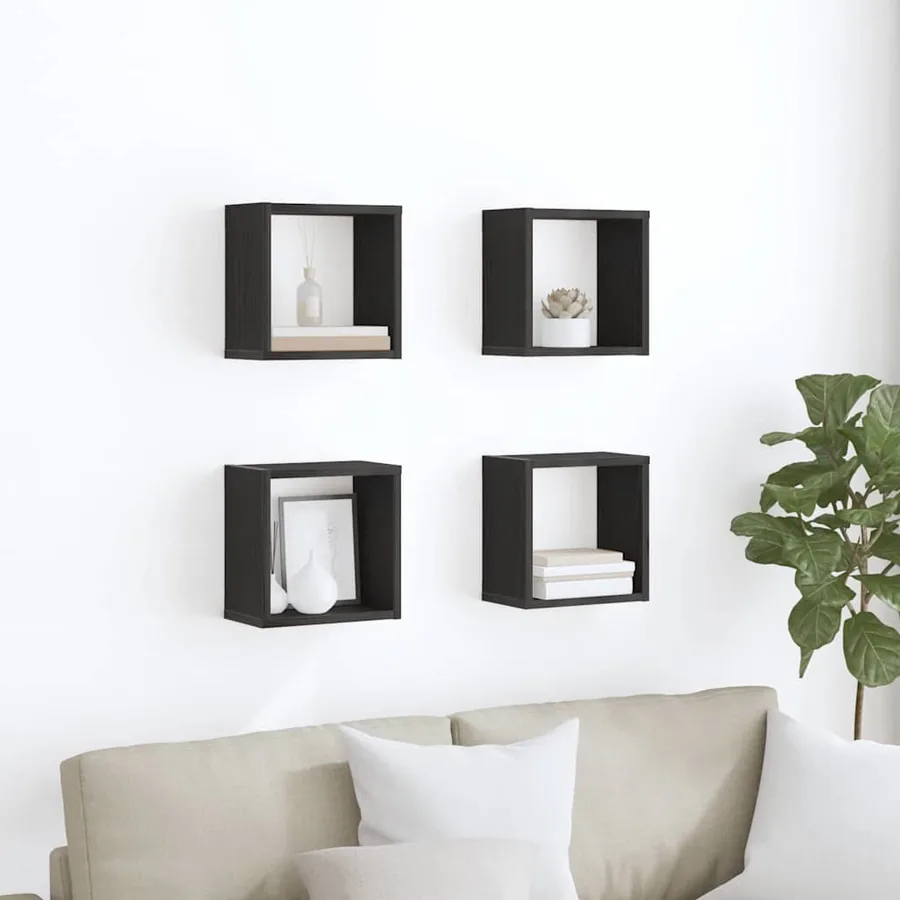 Étagères Murales 4 pcs Chêne noir Bois d'ingénierie