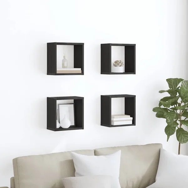 Étagères Murales 4 pcs Chêne noir Bois d'ingénierie
