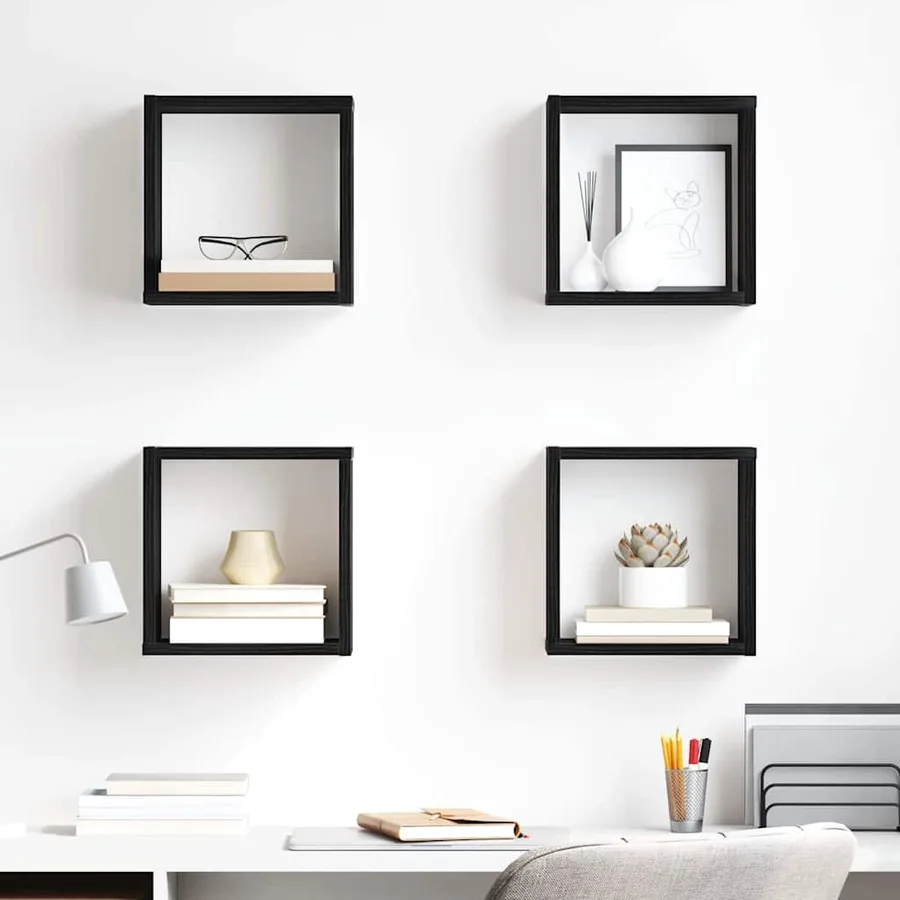 Étagères Murales 4 pcs Chêne noir Bois d'ingénierie - 4