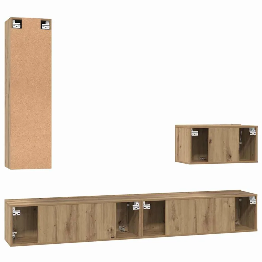 Meuble TV mural 4 pcs Chêne artisanal Bois d'ingénierie - 10