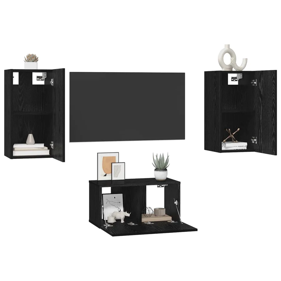 Ensemble meuble TV 3 pcs Chêne noir Bois d'ingénierie - 3