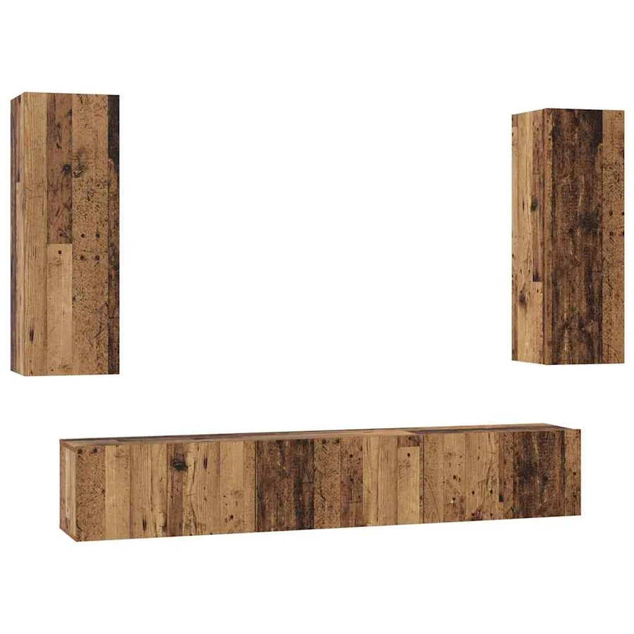 Ensemble meuble TV 5 pcs Bois Ancien Bois d'ingénierie - 2