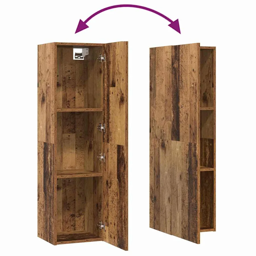Meuble TV mural 4 pcs Bois Ancien Bois d'ingénierie - 14