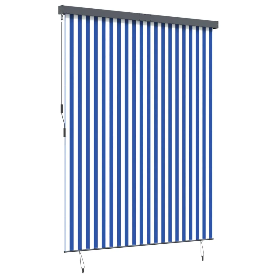 Store enrouleur Bleu et Blanc 200 x 250 cm Tissu et Aluminium - 3