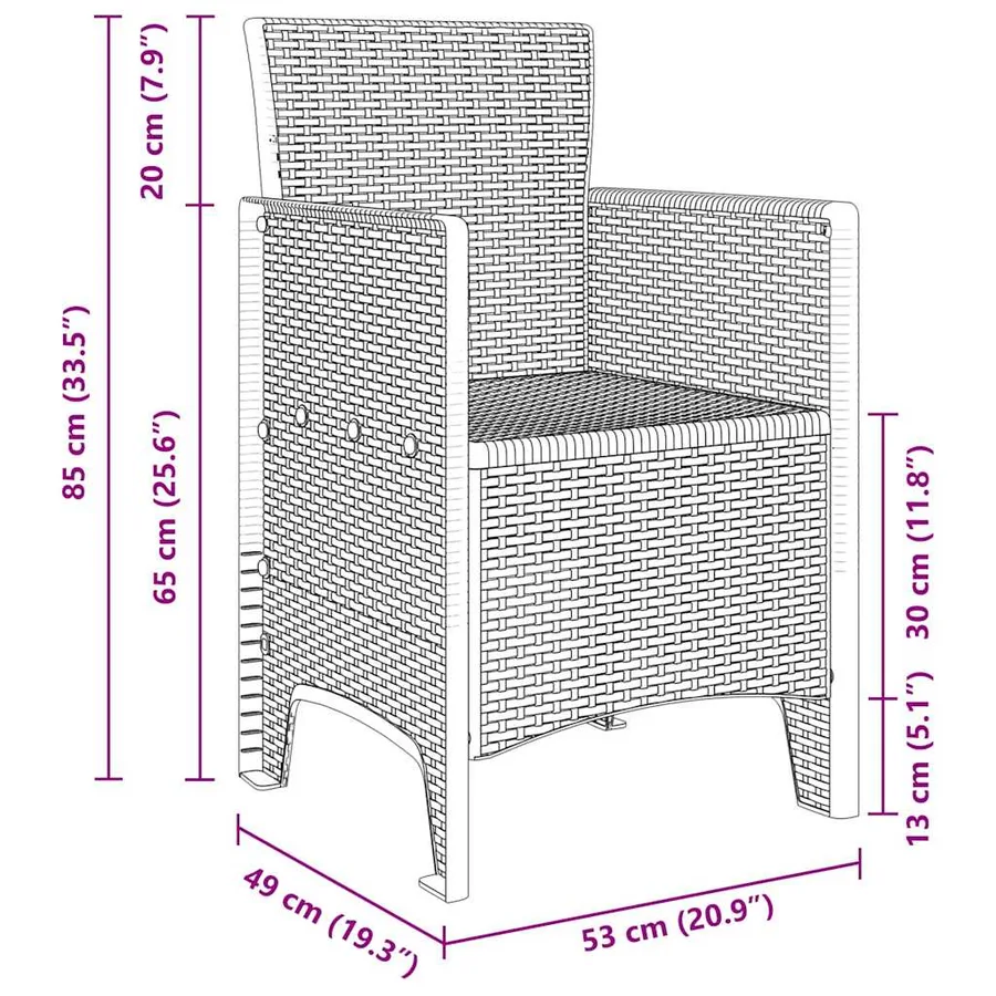 Chaise de jardin 4 pcs Gris clair 53 x 49 x 85 cm Polypropylène - 10