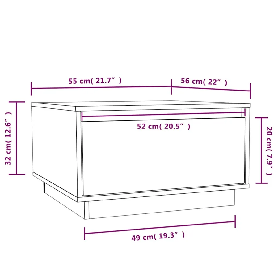 Table basse Noir 55x56x32 cm Bois massif de pin - 9