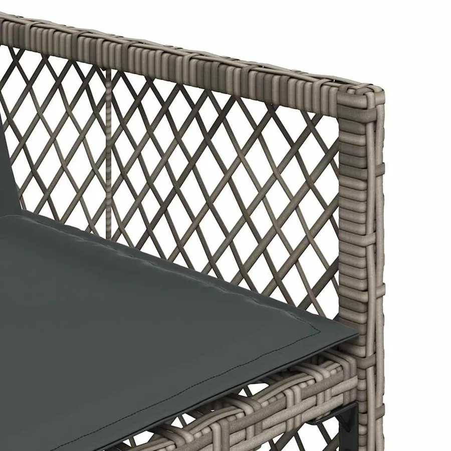 Ensemble à manger de jardin 15 pcs coussins gris résine tressée - 7