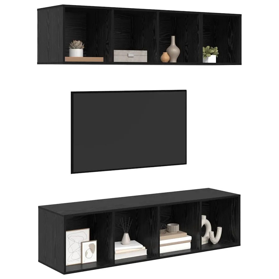 Ensemble meuble TV 3 pcs Chêne noir Bois d'ingénierie - 3