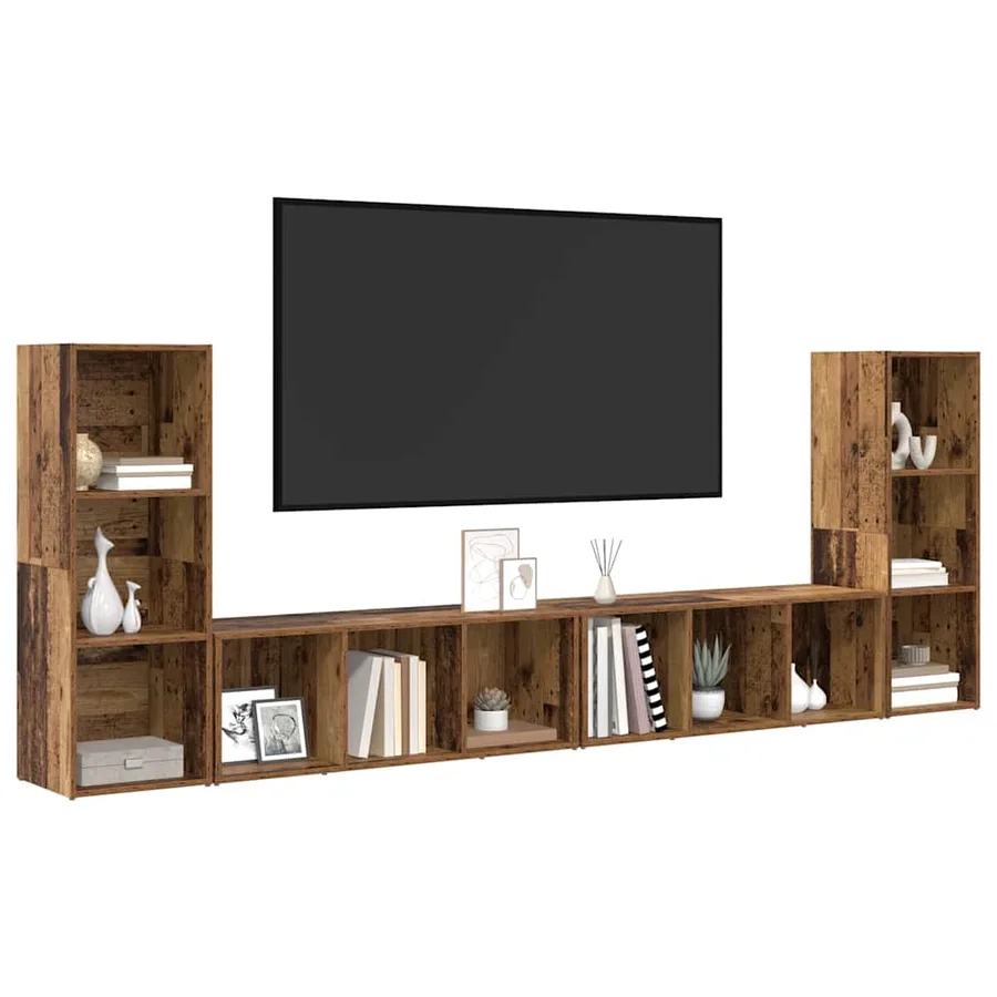 Ensemble meuble TV 4 pcs Bois Ancien 37 x 35 x 107 cm - 3