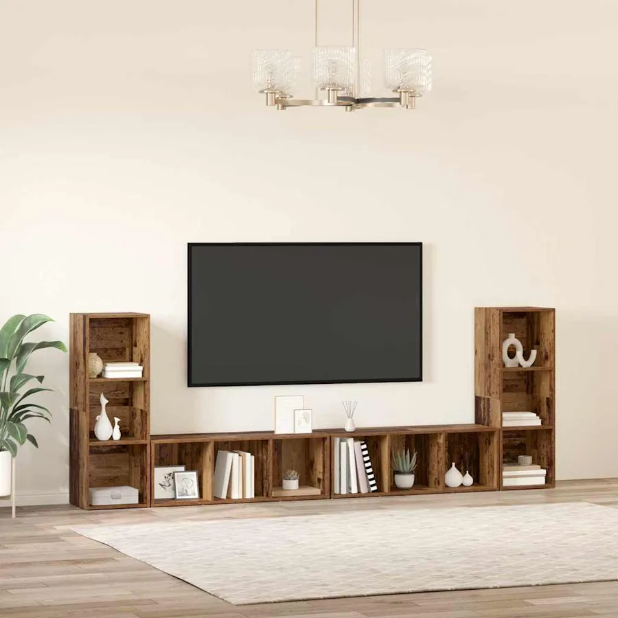 Ensemble meuble TV 4 pcs Bois Ancien 37 x 35 x 107 cm - 4