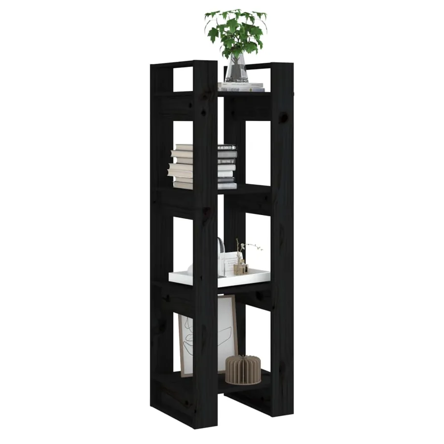 Bibliothèque/Séparateur de pièce Noir 41x35x125 cm Pin massif - 5