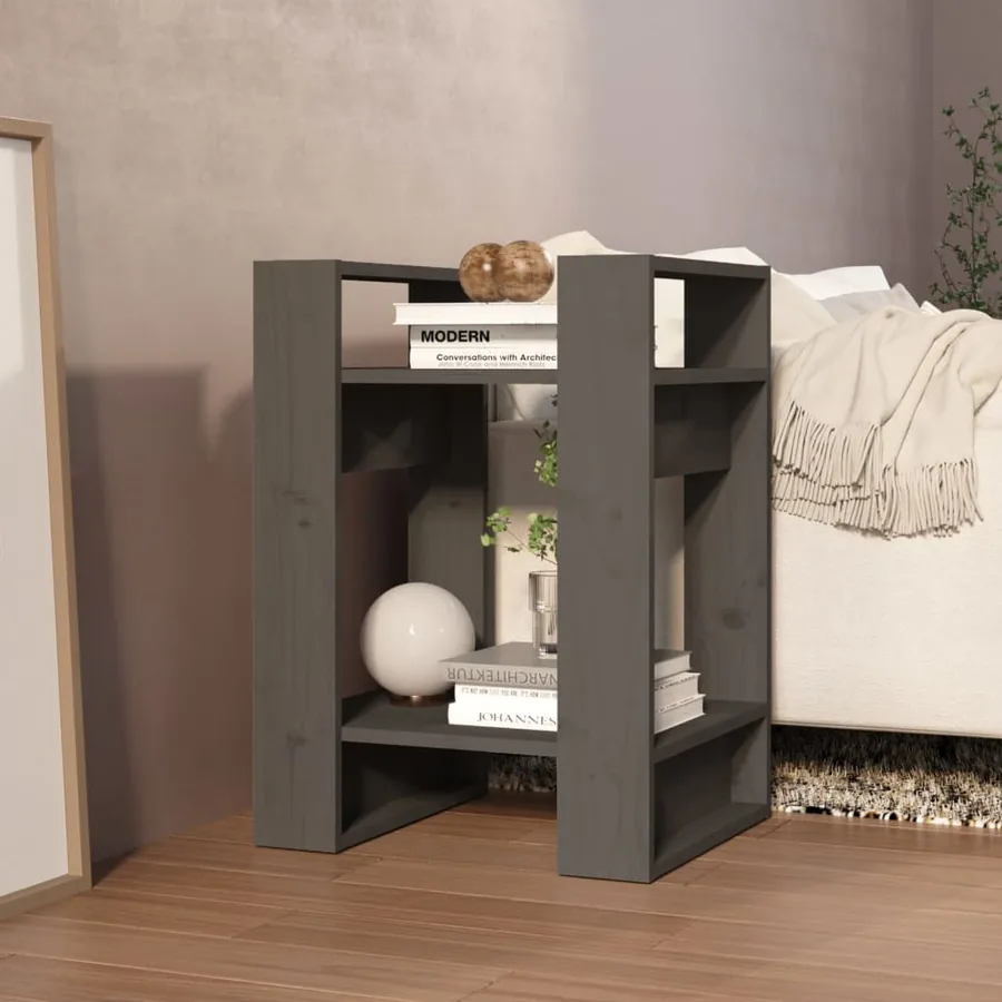 Bibliothèque/Séparateur de pièce Gris 41x35x57 cm Pin solide - 6