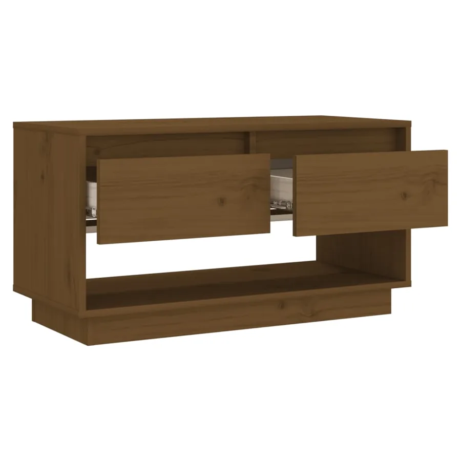 Meuble TV Marron miel 74x34x40 cm Bois de pin massif - 4