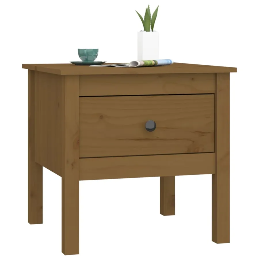 Table d'appoint Marron miel 50x50x49 cm Bois massif de pin - 4