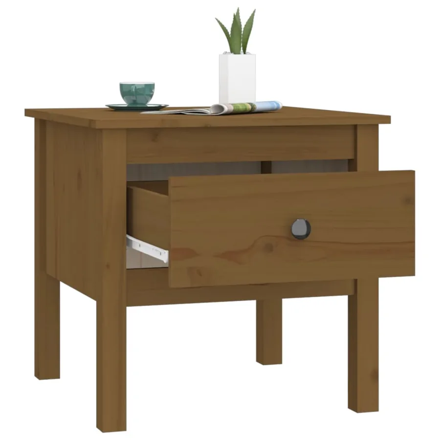 Table d'appoint Marron miel 50x50x49 cm Bois massif de pin - 5