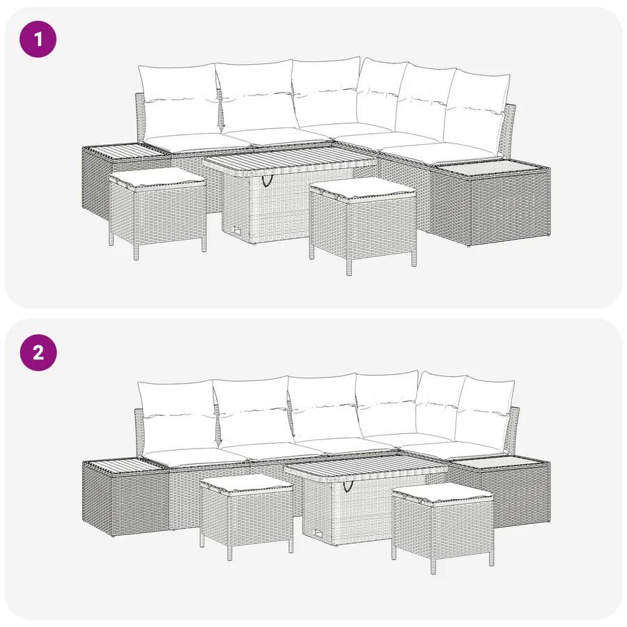 Ensemble de canapé de jardin avec coussin 8 pcs Noir - 10