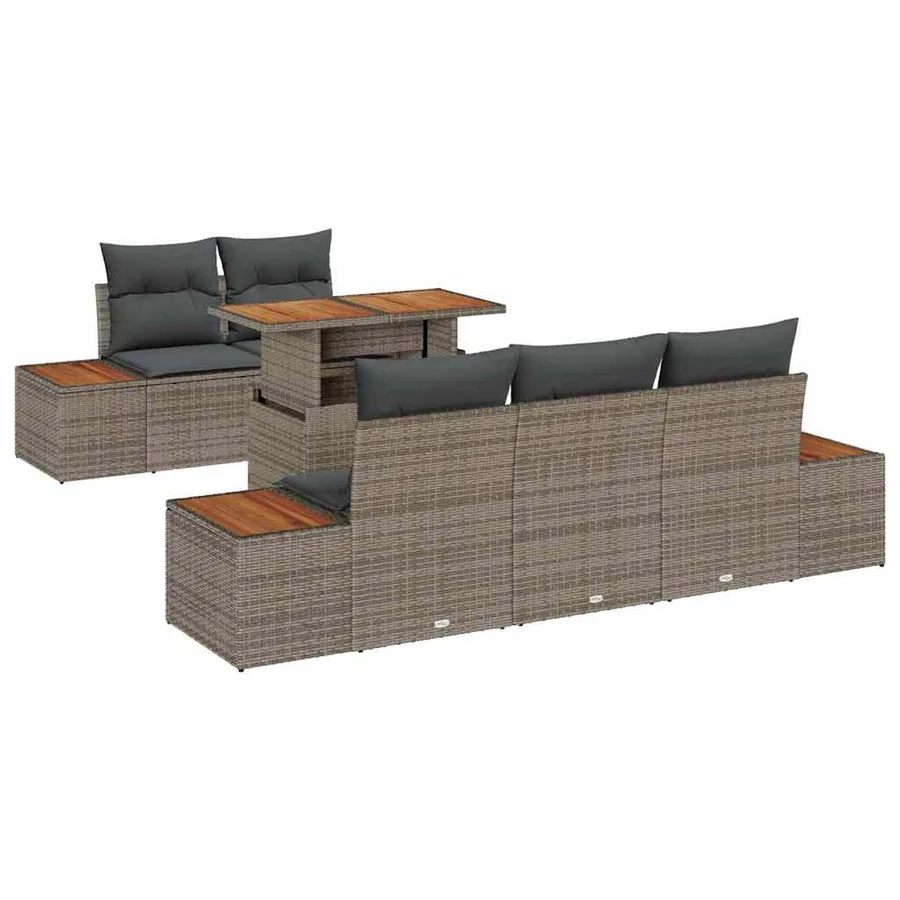 Ensemble de canapé de jardin 6 pcs Gris Poly rotin - 2